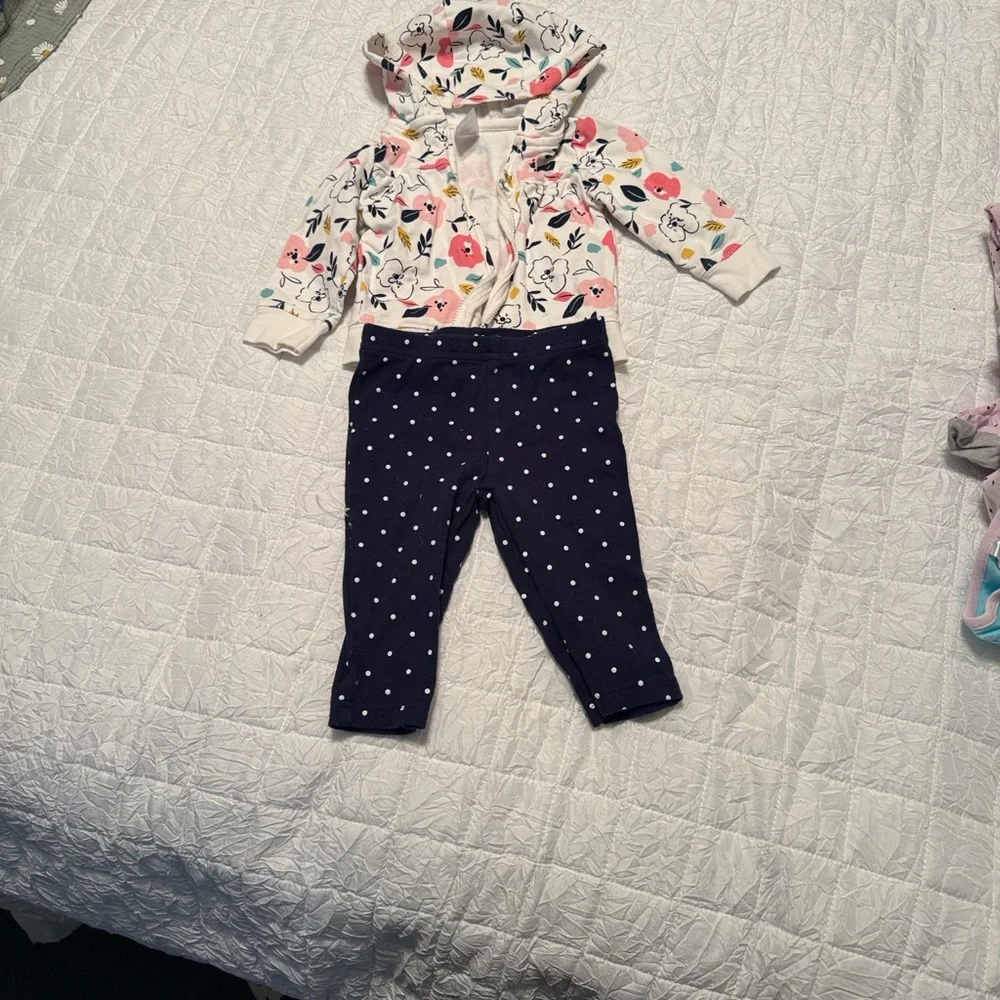 Floral Hoodie and Polka Dot Pants Set plus 5 other items. 7 items total. Deal
